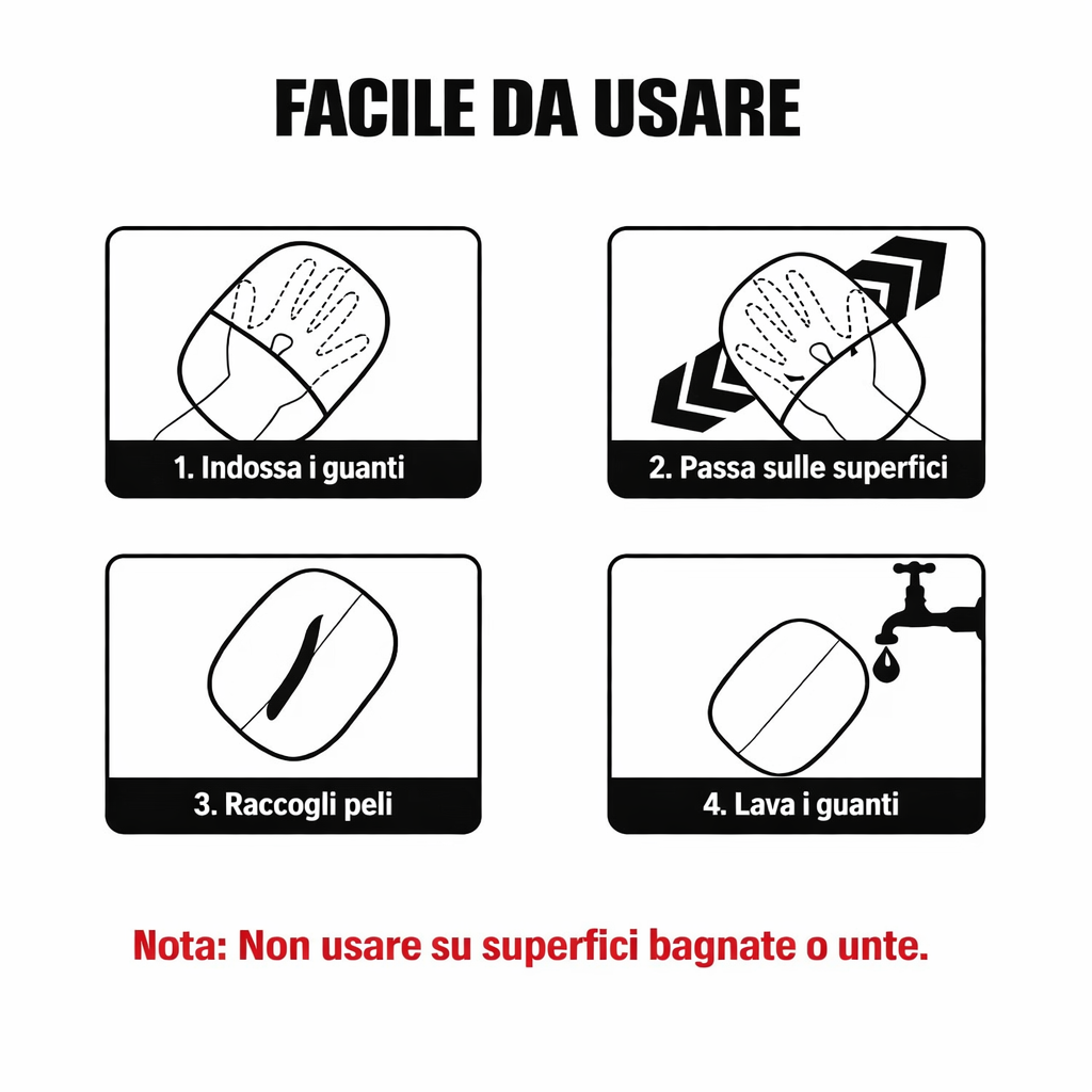 Guanto raccogli peli